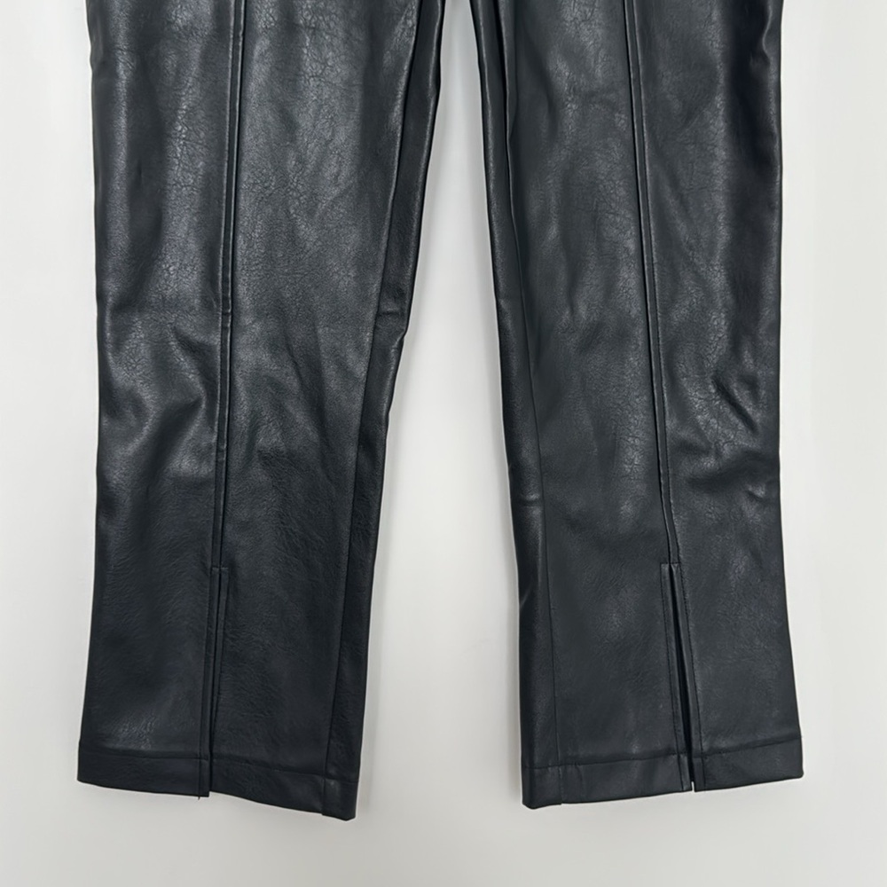 Wildfox Faux Leather Slit Hem Straight Leg Pants, Black - Size S - Picture 4 of 7